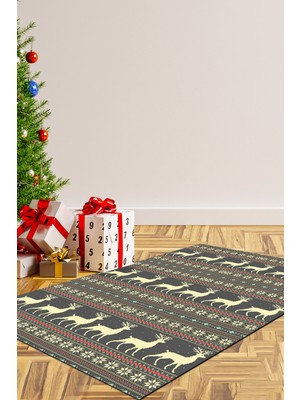 Alanur Home Yılbaşına Özel Keçe Dijital Yıkanabilir Halı CHR2M