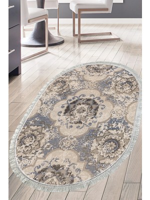 Dekoreko Kaymaz Taban Djt Mutfak Halısı Trend Saçaklı Oval Modern 1903M