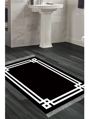 Dekoreko Kaymaz Taban Djt Banyo Halısı Yıldız Deri Saçaklı Modern 1669