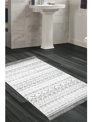 Dekoreko Kaymaz Taban Djt Banyo Halısı Trend Saçaklı Iskandinav F5078