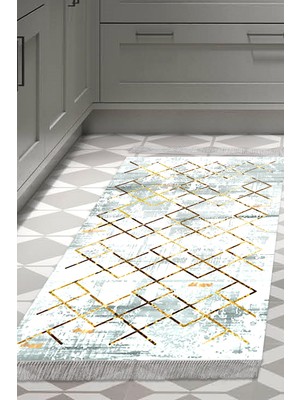 Dekoreko Kaymaz Taban Djt Mutfak Halısı Star Pamuk Saçaklı Modern M5026