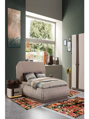 Alanur Home Eko Trend Djt Yıkanabilir Kaymaz Taban 3 Lü Yatak Odası Takımı P1333 Etnik Bordo