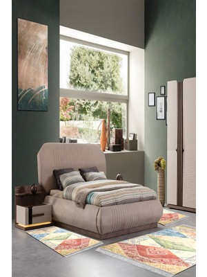 Alanur Home Eko Trend Djt Yıkanabilir Kaymaz Taban 3 Lü Yatak Odası Takımı S5047 Iskandinav Renkli