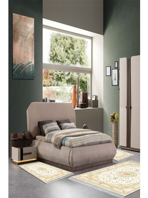 Alanur Home Eko Trend Djt Yıkanabilir Kaymaz Taban 3 Lü Yatak Odası Takımı P1360 Osmanli Krem
