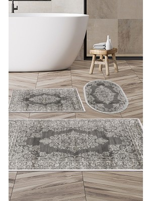 Alanur Home Eko Trend Djt 3 Lü Yıkanabilir Kaymaz Taban Banyo Paspas Seti 762 Osmanli Gri