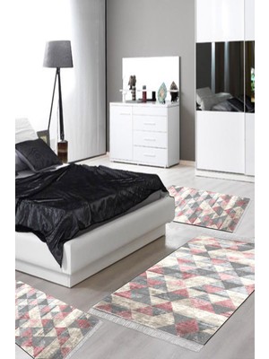 Alanur Home Eko Trend Djt Yıkanabilir Kaymaz Taban 3 Lü Yatak Odası Takımı 661 Iskandinav Bej