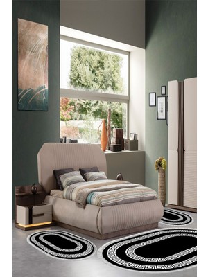 Alanur Home Eko Trend Djt Yıkanabilir Kaymaz Taban Oval 3 Lü Yatak Odası Takımı 650M Modern Siyah