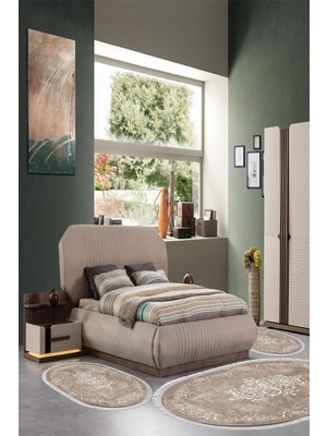 Alanur Home Eko Trend Djt Yıkanabilir Kaymaz Taban Oval 3 Lü Yatak Odası Takımı 616 Klasik Bej