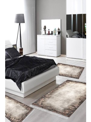 Alanur Home Eko Trend Djt Yıkanabilir Kaymaz Taban 3 Lü Yatak Odası Takımı F5049 Modern Gri