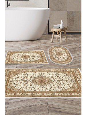 Alanur Home Eko Trend Djt 3 Lü Yıkanabilir Kaymaz Taban Banyo Paspas Seti P1372 Osmanli Kahve