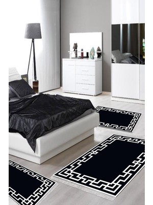 Alanur Home Eko Trend Djt Yıkanabilir Kaymaz Taban 3 Lü Yatak Odası Takımı F5035 Modern Siyah