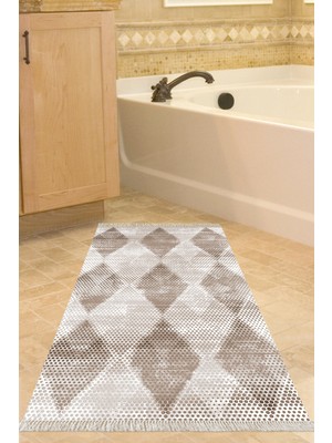 Dekoreko Kaymaz Taban Djt Banyo Halısı Trend Saçaklı Iskandinav F5131