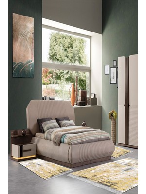 Alanur Home Eko Trend Djt Yıkanabilir Kaymaz Taban 3 Lü Yatak Odası Takımı M12271 Modern Gri