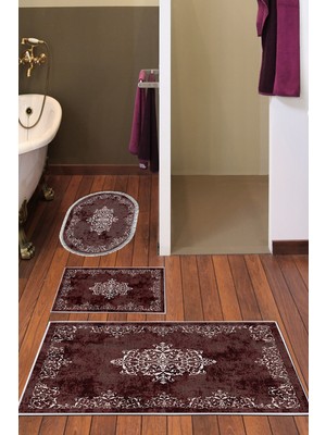 Alanur Home Eko Trend Djt 3 Lü Yıkanabilir Kaymaz Taban Banyo Paspas Seti 616 Klasik Bej