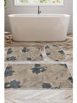 Alanur Home Eko Trend Djt 3 Lü Yıkanabilir Kaymaz Taban Banyo Paspas Seti 660M Suluboya Bej