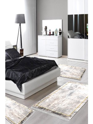 Alanur Home Eko Trend Djt Yıkanabilir Kaymaz Taban 3 Lü Yatak Odası Takımı M12271 Modern Gri