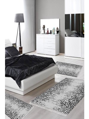 Alanur Home Eko Trend Djt Yıkanabilir Kaymaz Taban 3 Lü Yatak Odası Takımı MU123 Iskandinav Beyaz