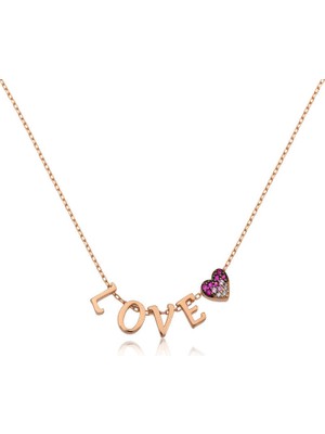 Avensyy 925 Ayar Gümüş Kalpli Love Kadın Gümüş Kolye