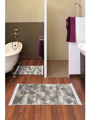 Alanur Home Eko Trend Djt 2 Li Yıkanabilir Kaymaz Taban Banyo Paspas Klozet Takımı 661 Iskandinav Bej (60 x 100 - 50 x 60)
