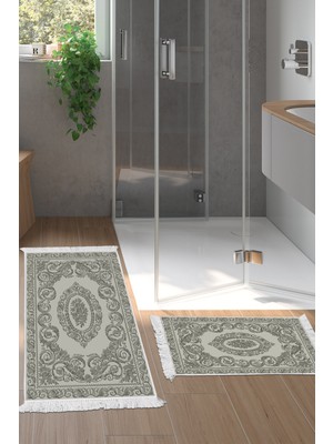 Alanur Home Eko Trend Djt 2 Li Yıkanabilir Kaymaz Taban Banyo Paspas Klozet Takımı 747 Klasik Bej (50 x 80 - 40 x 50)