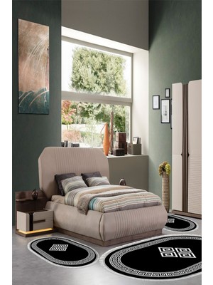 Alanur Home Eko Trend Djt Yıkanabilir Kaymaz Taban Oval 3 Lü Yatak Odası Takımı 656M Modern Gold