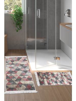 Alanur Home Eko Trend Djt 2 Li Yıkanabilir Kaymaz Taban Banyo Paspas Klozet Takımı 661 Iskandinav Bej (60 x 100 - 50 x 60)