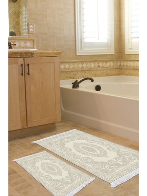 Alanur Home Eko Trend Djt 2 Li Yıkanabilir Kaymaz Taban Banyo Paspas Klozet Takımı 747 Klasik Bej (60 x 100 - 50 x 60)