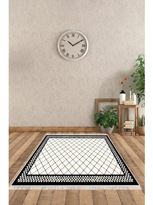 Alanur Home Alanur Star Kaymaz Pamuk Tabanlı Saçaklı Dijital Halı