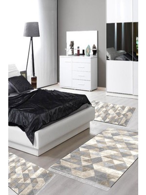 Alanur Home Eko Trend Djt Yıkanabilir Kaymaz Taban 3 Lü Yatak Odası Takımı 661 Iskandinav Bej