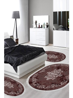 Alanur Home Eko Trend Djt Yıkanabilir Kaymaz Taban Oval 3 Lü Yatak Odası Takımı 616 Klasik Bej