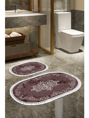Alanur Home Eko Trend Djt 2 Li Yıkanabilir Kaymaz Taban Oval Banyo Paspas Klozet Takımı 616 Klasik Bej (60 x 100 - 50 x 60)