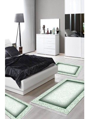 Alanur Home Eko Trend Djt Yıkanabilir Kaymaz Taban 3 Lü Yatak Odası Takımı 767 Bordürlü Bordo
