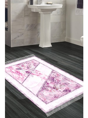 Dekoreko Kaymaz Taban Djt Banyo Halısı Trend Saçaklı Modern 729