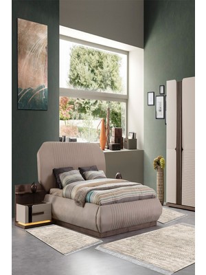 Alanur Home Eko Trend Djt Yıkanabilir Kaymaz Taban 3 Lü Yatak Odası Takımı MU134 Modern Gri