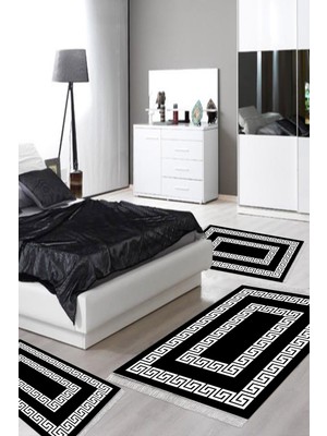Alanur Home Eko Trend Djt Yıkanabilir Kaymaz Taban 3 Lü Yatak Odası Takımı 650M Modern Siyah