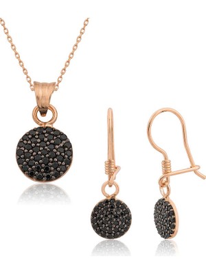 Avensyy ​925 Ayar Gümüş Siyah Yuvarlak Set