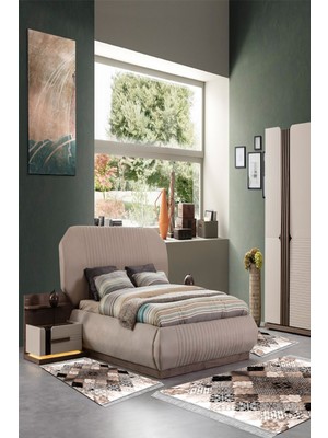 Alanur Home Eko Trend Djt Yıkanabilir Kaymaz Taban 3 Lü Yatak Odası Takımı MU120 Patchwork Gri