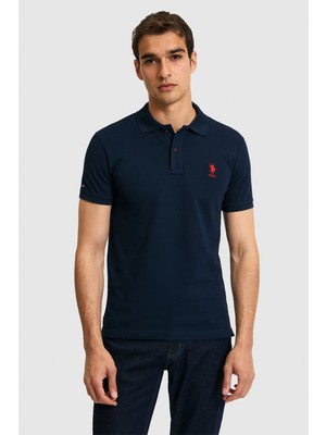 U.S. Polo Assn. Erkek Slim Fit Polo Yaka Lacivert Basic Tişört 50322304-VR033