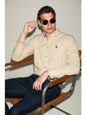 U.s. Polo Assn. Erkek Açık Haki Gömlek Basic 50324708-VR183