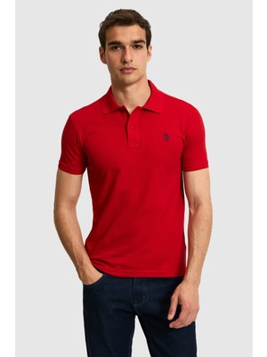 U.S. Polo Assn. Erkek Slim Fit Fit Polo Yaka Kırmızı Basic Tişört 50322347-VR171