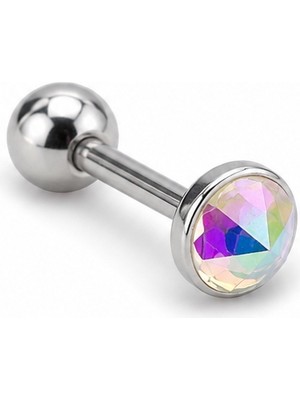 Nur Silver Hologram Taşlı Çelik Tragus Küpe NUR-KE03420