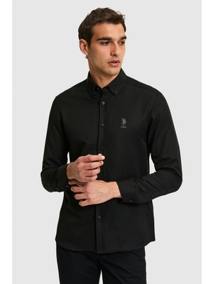 U.S. Polo Assn. Erkek Siyah Uzun Kollu Basic Gömlek 50322159-VR046