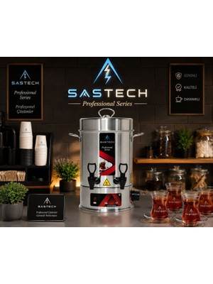 Sastech 40 Bardak Kapasiteli Elektrikli Çay Makinesi Gri Renk 430 Kalite Paslanmaz Çelik