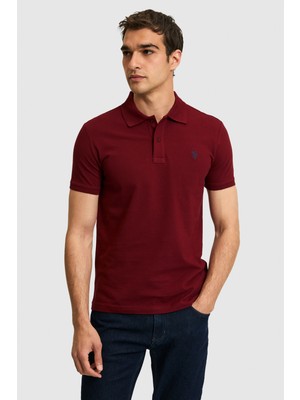 U.S. Polo Assn. Erkek Slim Fit Polo Yaka Bordo Basic Tişört 50322347-VR177