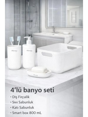 Okyanus Home Linea Box 4'lü Banyo Seti - Beyaz