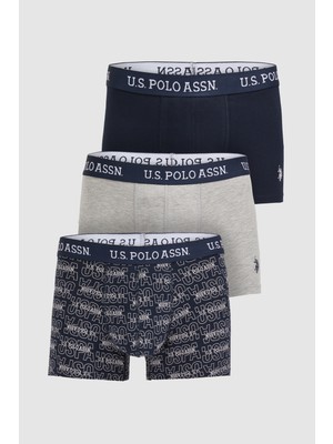 U.S. Polo Assn. Erkek Lacivert 3'lü Boxer Takımı 50326505-VR033