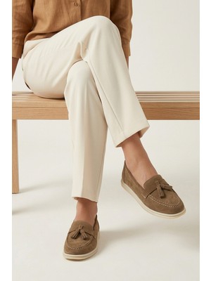 Ziya, Kadın Hakiki Deri Loafer Ayakkabı 161359Z402 Caramel