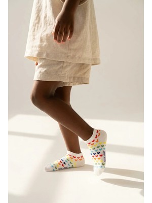Bony Socks Desenli Çocuk Step Çorap Ekru Mix