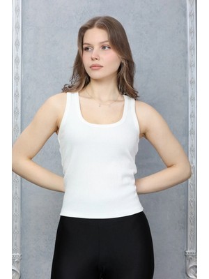 Gamaro Kadın Cmpak Penye Kaşkorse Fitilli Atlet Crop %95 Pamuk %5 Elasten
