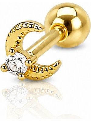 Nur Silver Minik Hilal  Çelik Tragus Küpe NUR-KE03383
